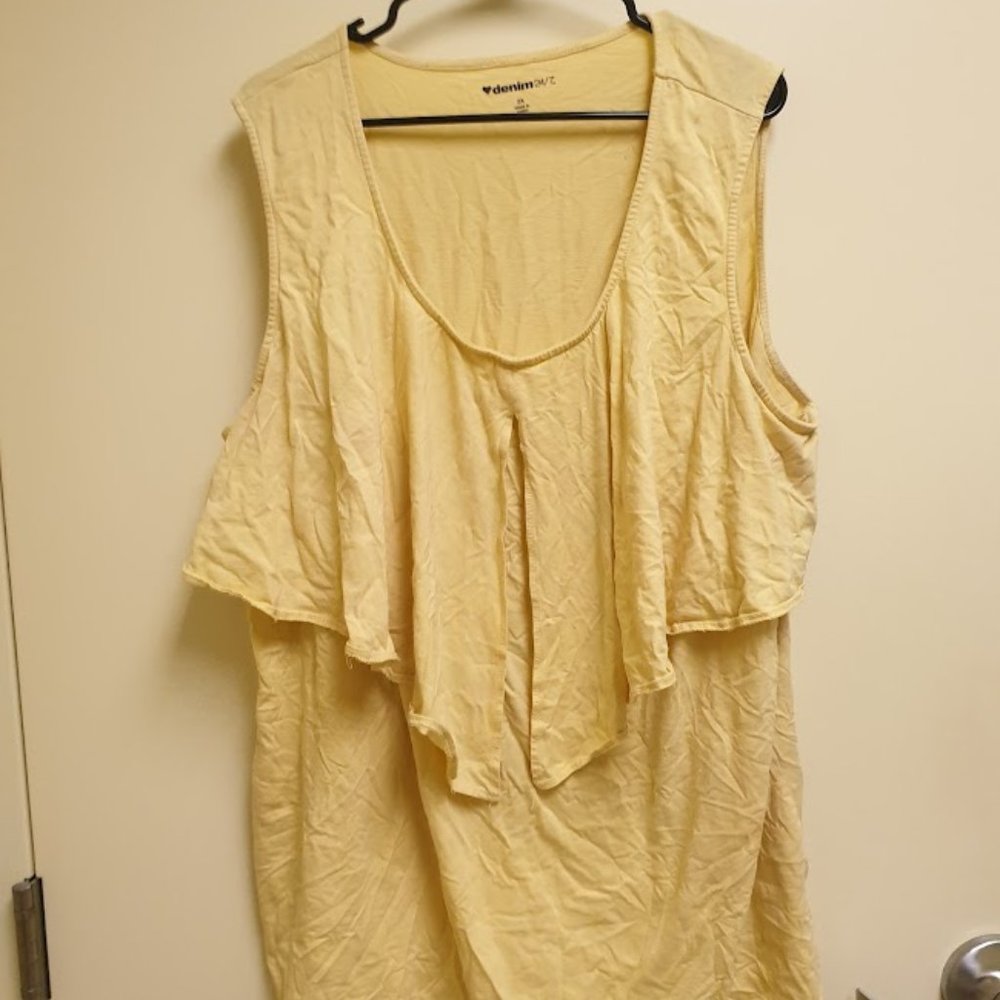 S4 - Denim 24/7 Size 3x 22 24 Yellow Tank Top